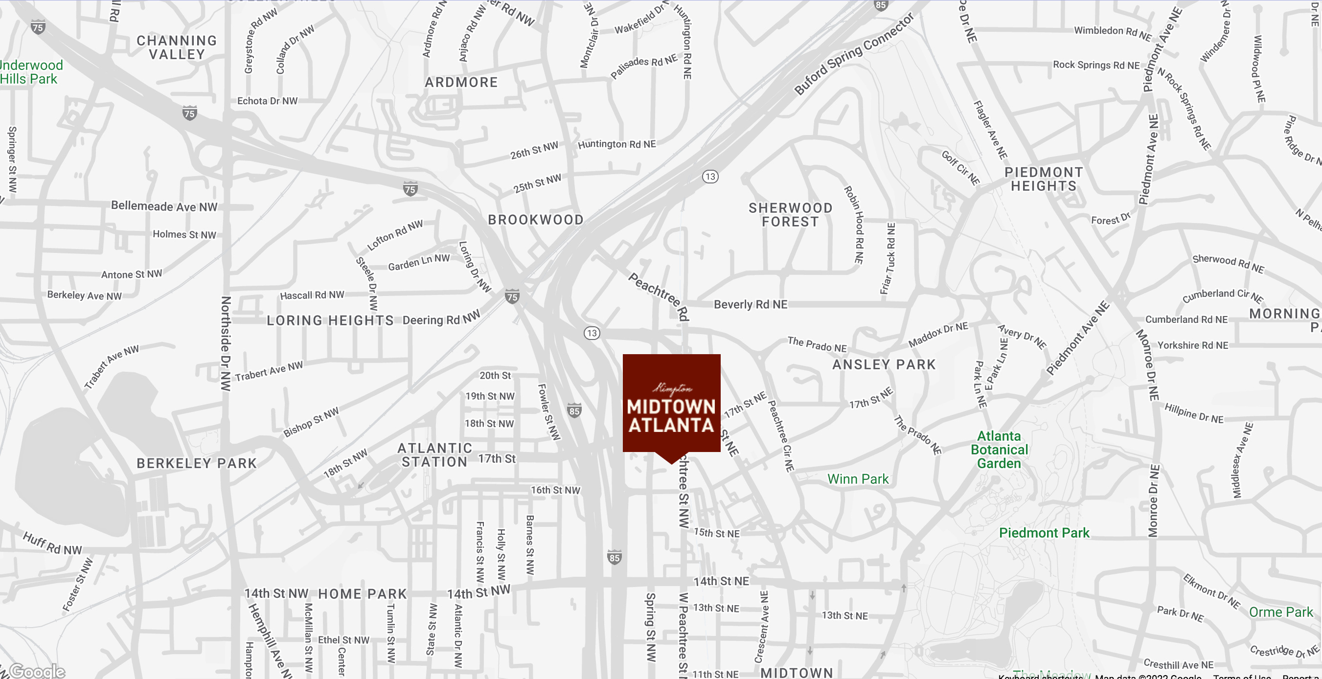 map of Atlanta and Midtown Atlanta Hotel location