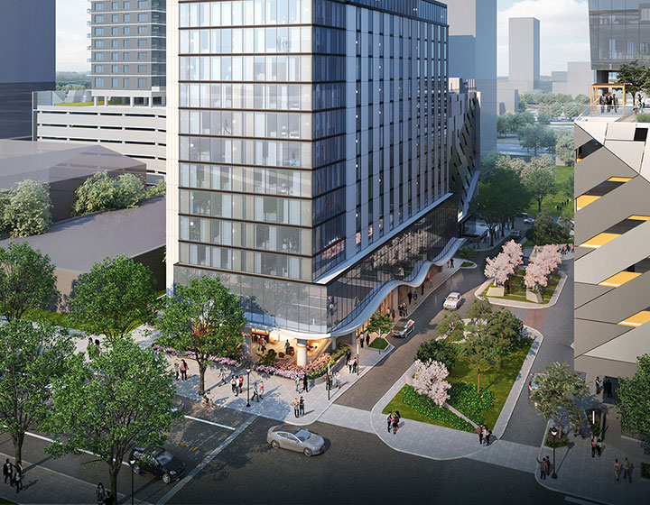 rendering of hotel exterior
